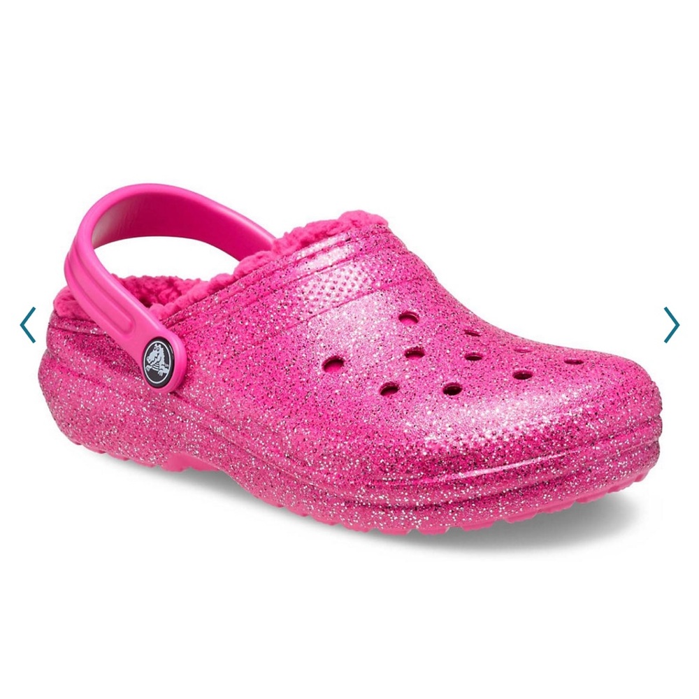 Girls Fuzzy Lined Glitter Crocs